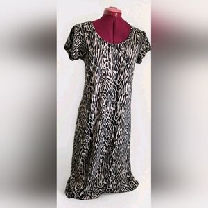 Majora Siz Meduim Animal Print Midi Dress Side Slit